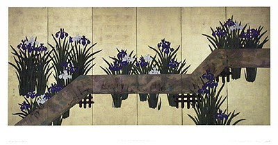 Iris by Plank Bridge by Suzuki Motonaga Kiitsu Wall Art Décor 18 1/2 x 35 Art Print