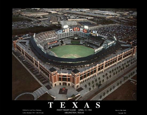 The Ballpark - Arlington, Texas Night by Mike Smith Wall Art Décor 22 x 28 Art Print
