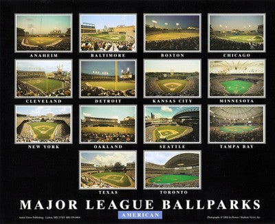 Major League Ballparks - American League by Ira Rosen Wall Art Décor 22 x 28 Art Print