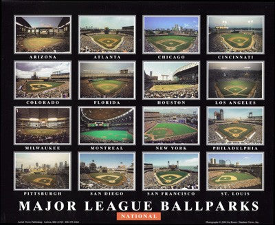 Major League Ballparks - National League by Ira Rosen Wall Art Décor 22 x 28 Art Print