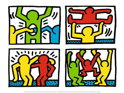Pop Shop Quad I, 1987 by Keith Haring Wall Art Décor 11 7/8 x 15 3/4 Art Print