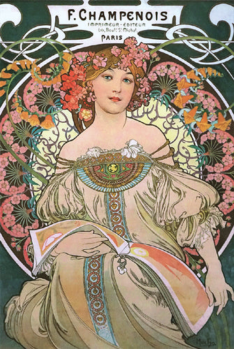 F. Champenois, 1897 Reverie by Alphonse Mucha Wall Art Décor 36 x 24 Art Print