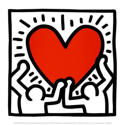 Untitled, 1988 Figures with Heart by Keith Haring Wall Art Décor 11 7/8 x 11 7/8 Art Print
