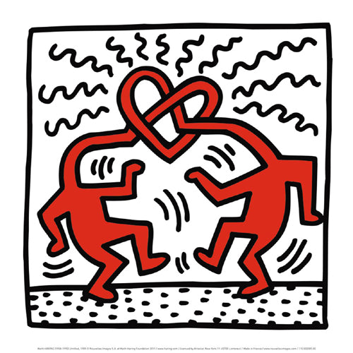 Untitled, 1989 Heart of Heads by Keith Haring Wall Art Décor 11 7/8 x 11 7/8 Art Print