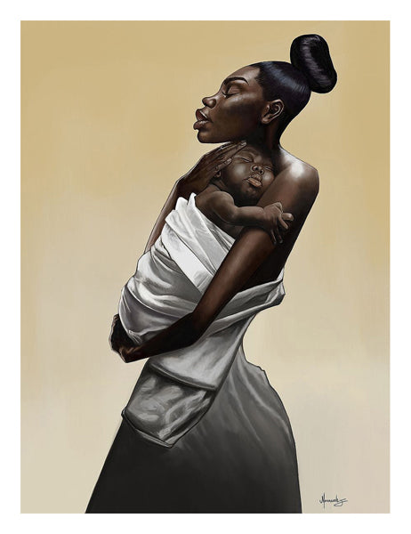 Mother and Child by Manasseh Johnson Sr. Wall Art Décor 26 x 20 Art Print