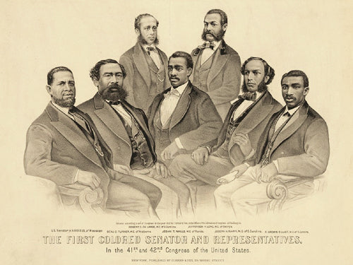First Colored Senators and Representatives by Nathaniel Currier & James Ives Wall Art Décor 18 x 24 Art Print