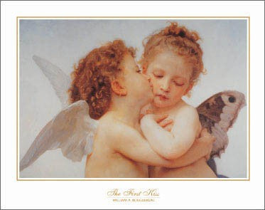 The First Kiss by William-Adolphe Bouguereau Wall Art Décor 22 x 28 Art Print
