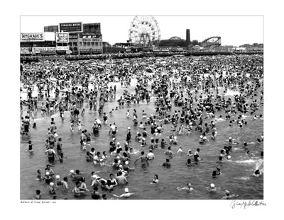 Bathers at Coney Island, 1951 B&W by Merlis Collection Wall Art Décor 11 x 14 Art Print