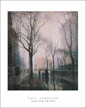 Plaza After the Rain by Paul Cornoyer Wall Art Décor 28 x 22 Art Print