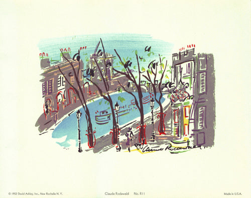 Parisian Street Scene #11 by Claude Rodewald Wall Art Décor 9 7/8 x 12 5/8 Art Print