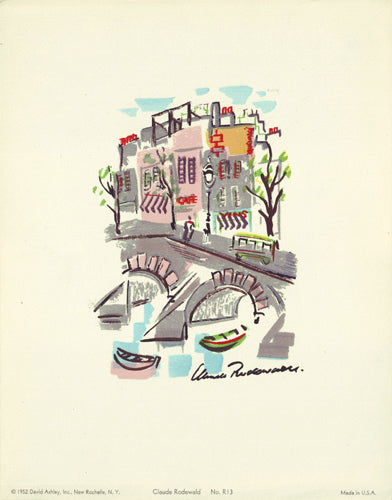 Parisian Street Scene #13 by Claude Rodewald Wall Art Décor 12 5/8 x 9 7/8 Art Print