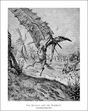 Don Quixote and the Windmill by Gustave Dore Wall Art Décor 28 x 22 Art Print