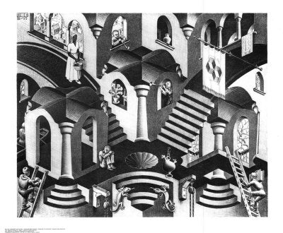 Concave and Convex by M.C. Escher Wall Art Décor 21 3/4 x 25 5/8 Art Print
