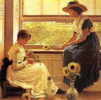 Sun and Moon Flowers by George Dunlop Leslie Wall Art Décor 27 x 24 Art Print