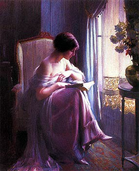Young Woman Reading by a Window by Delphin Enjolras Wall Art Décor 28 x 23 Art Print