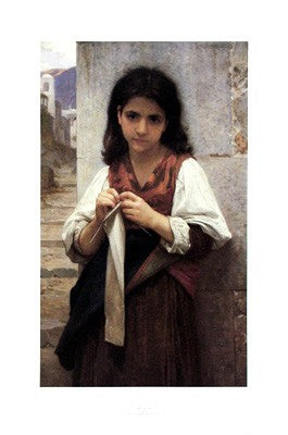 Tricoteuse by William-Adolphe Bouguereau Wall Art Décor 31 x 21 Art Print