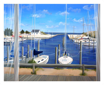 Window on Deon Harbor by Carol Saxe Wall Art Décor 17 x 21 Art Print