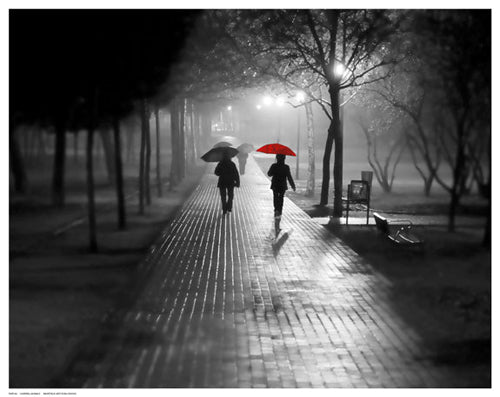 Umbrella Walk by Anon Wall Art Décor 11 1/2 x 14 1/2 Art Print