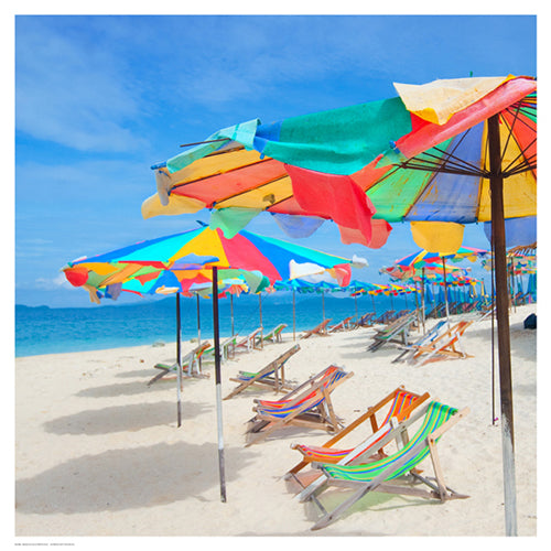 Parasols on a Tropic Isle by Mosin Wall Art Décor 19 x 19 Art Print