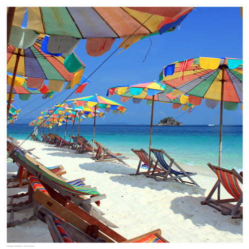 Parasols on a Tropic Isle II by Mosin Wall Art Décor 19 x 19 Art Print