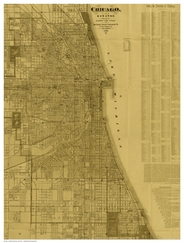 Antique Map of Chicago neutral by Blanchard Wall Art Décor 16 ½ x 12 ½ Art Print