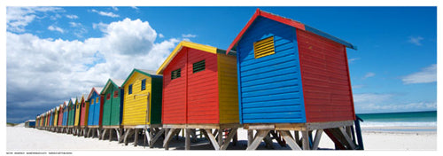 Rainbow Beach Huts by N. Bradfield Wall Art Décor 6 ½ x 18 ½ Art Print