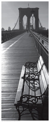 Brooklyn Bridge Benches by Anon Wall Art Décor 20 1/2 x 8 1/2 Art Print