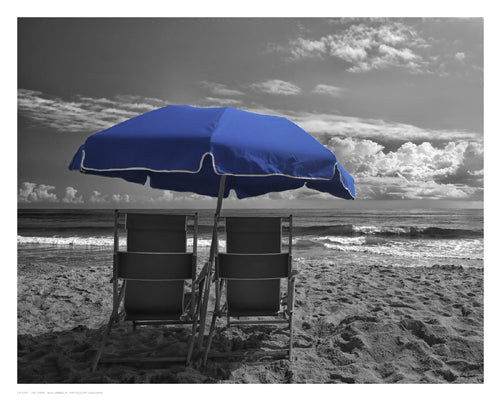 Blue Umbrella by Eve Turek Wall Art Décor 11 1/2 x 14 1/2 Art Print