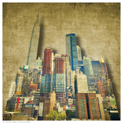 Vintage Skyline by R. Bagozzi Wall Art Décor 12 ½ x 12 ½ Art Print
