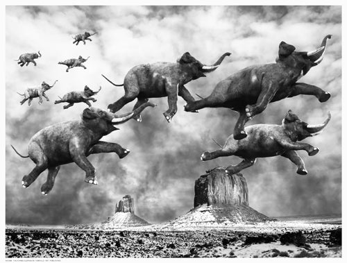 The Flying Elephants Whimsical Fantasy Art Print for Kids' Rooms & Nursery Decor - Anon