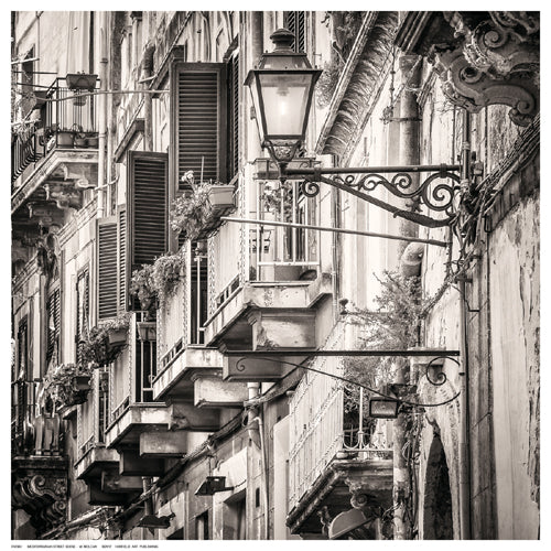 Mediterranean Street Scene by M. Molcan Wall Art Décor 12 ½ x 12 ½ inch Art Print