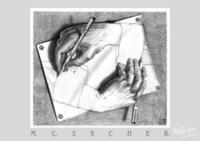 Drawing Hands by M.C. Escher Wall Art Décor 19 1/2 x 27 1/2 Art Print