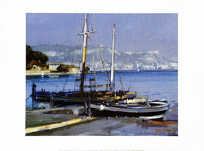 Fishing Boats by Herve Fenouil Art Print - Coastal Wall Decor