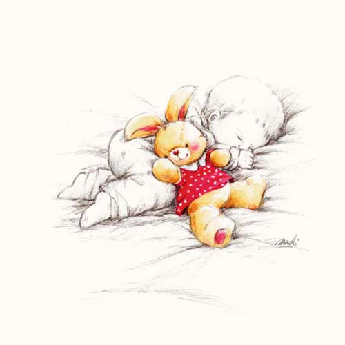 Sleepy Time I by Makiko Wall Art Décor 11 3/4 x 11 3/4 Art Print