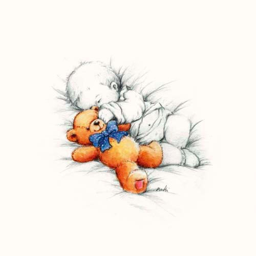 Sleepy Time II by Makiko Wall Art Décor 11 3/4 x 11 3/4 Art Print