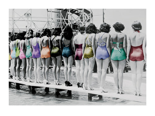 Coney Island Line-Up, 1935 by Photography Collection - Vintage Wall Art Print 23.5 x 19