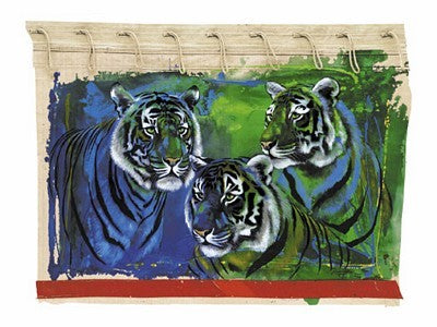 Three Tigers Art Print by Rolf Knie - Dynamic Wildlife Wall Decor 23.5 x 3 inches