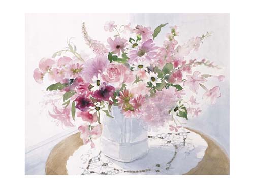Pink Floral Spray by Celia Russell Wall Art Décor 23 1/2 x 31 1/2 Art Print