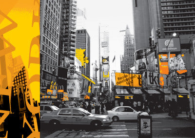NYC Yellow by Cylia Woods Art Print - Modern Cityscape Wall Decor 23.5 x __ inch