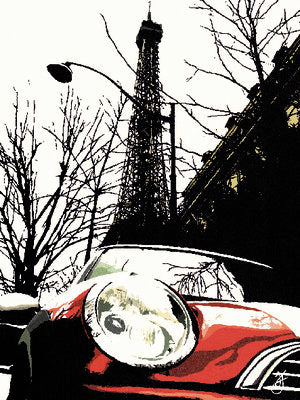 Eiffel Tower & Mini Art Print by Jo Fairbrother - Parisian Landmark Wall Decor 31.5