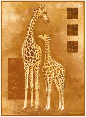 Mother Giraffe with Young by Philippe Genevrey Wall Art Décor 31 1/2 x 23 1/2 Art Print
