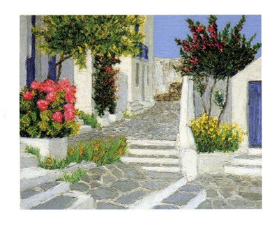 Escaliers a Mykonos by Florence Arven Wall Art Décor 9 1/2 x 11 3/4 Art Print