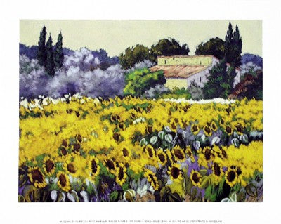 Dans les Tournesols by Anne-Marie Ruggeri Wall Art Décor 9 1/2 x 11 3/4 Art Print