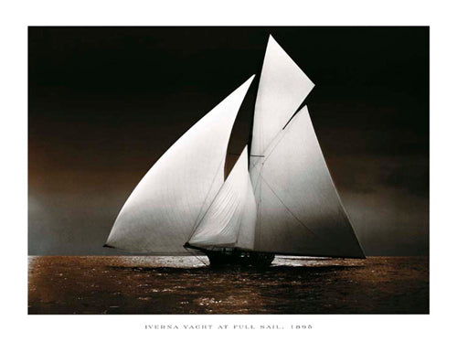 Iverna Yacht at Full Sail, 1895 by Photogarphy Collection Wall Art Décor 11 3/4 x 9 1/2 Art Print