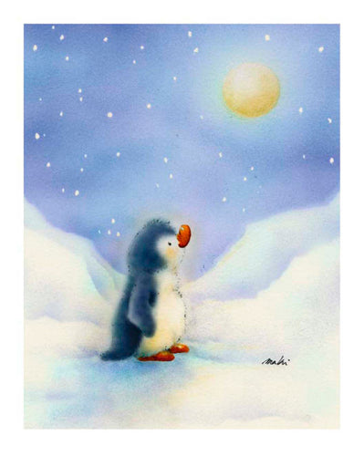 Little Penguin by Makiko Wall Art Décor 11 3/4 x 9 1/2 Art Print