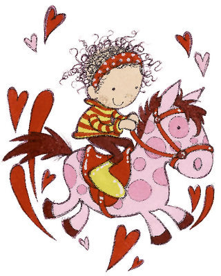 Little Girl Riding by Annabel Spenceley Wall Art Décor 11 3/4 x 9 1/2 Art Print
