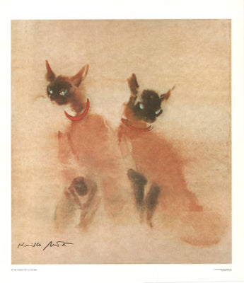 Siamese Cats by Kaiko Moti Wall Art Décor 28 x 24 Art Print