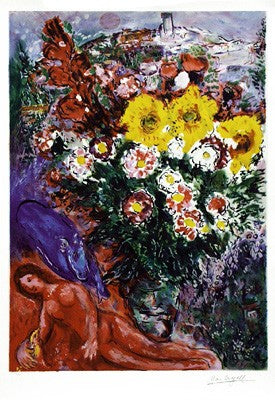 Les Soucis by Marc Chagall Wall Art Décor 35 1/8 x 24 3/8 Art Print