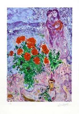 Bouquet with Lovers by Marc Chagall Wall Art Décor 35 1/8 x 24 3/8 Art Print