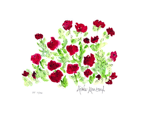 Red Flowers by Aimee Marcoux Wall Art Décor 8 x 10 Art Print